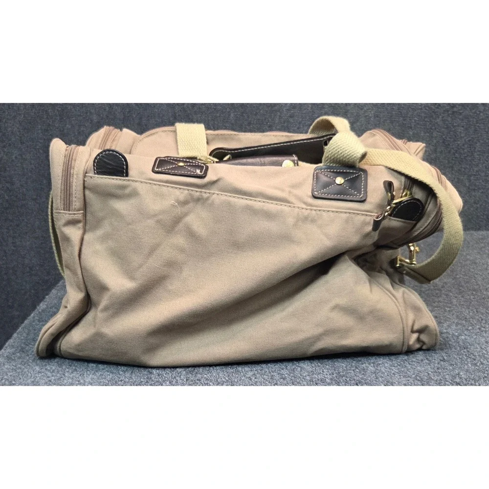 Eddie Bauer Ford Collaboration Canvas Leather Duffle Bag Tan Travel Weekend USA